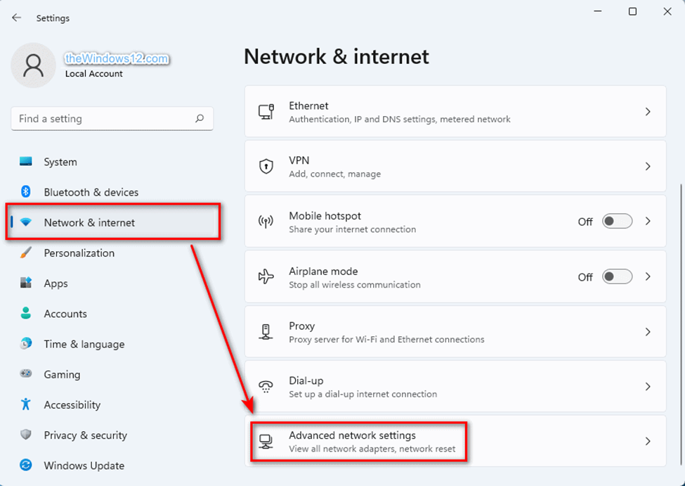 Windows 11 Network & internet
