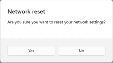confirm Network reset