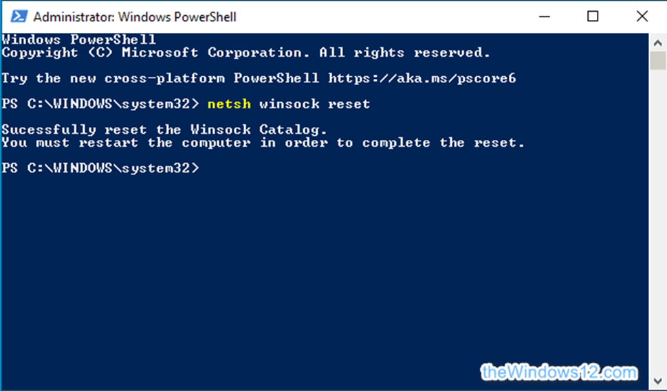 Windows 10 netsh winsock reset