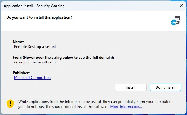 Install Microsoft Remote Desktop assistant
