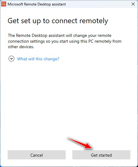 make Microsoft Remote Desktop assistant start to work