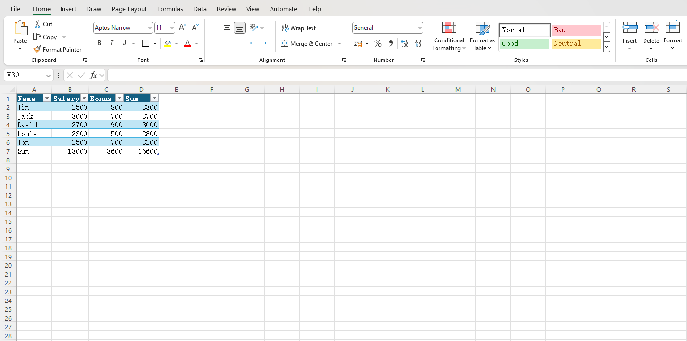 Beautify Excel tables in one second with shortcut keys