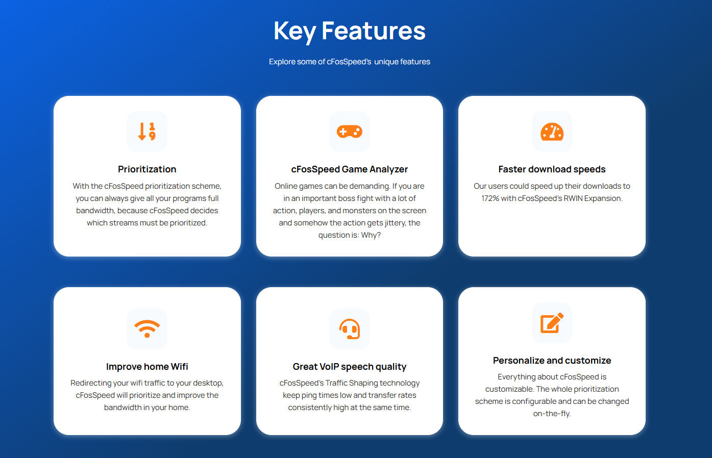 cFosSpeed key features cFosSpeed key features