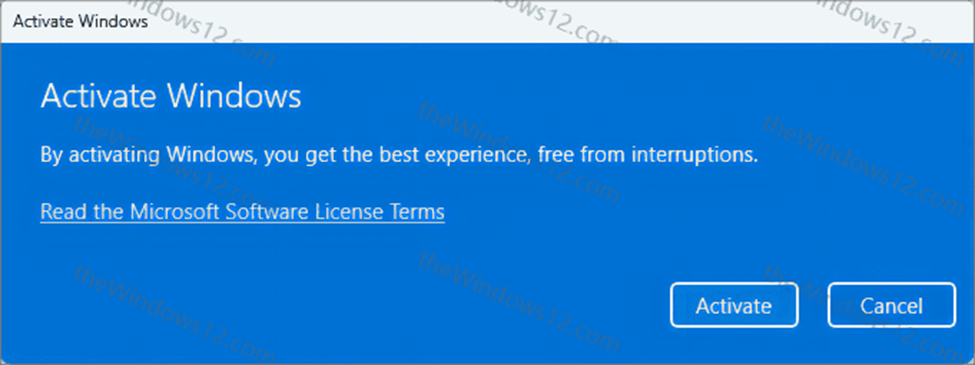 confirm to activate Windows 11