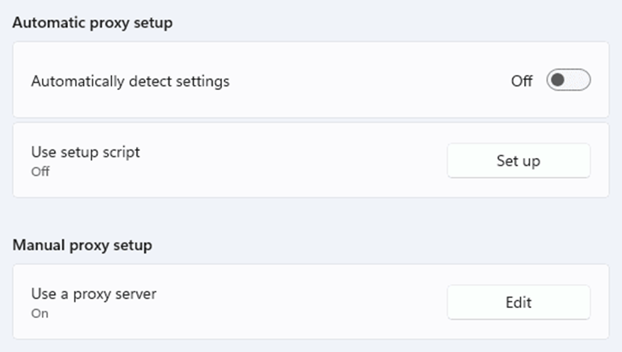 Windows 11 proxy settings page