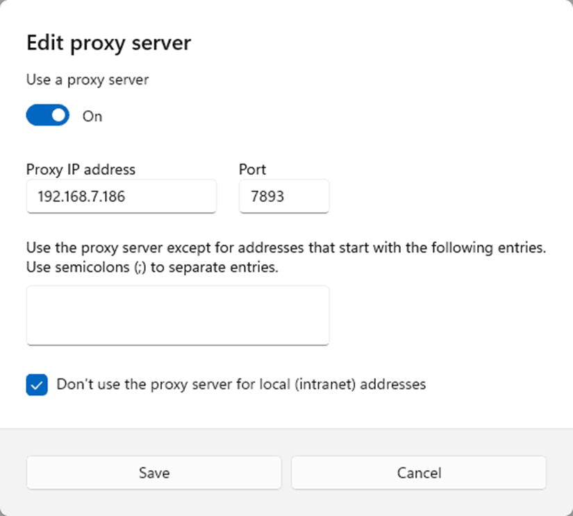 manually setup proxy on Windows 11