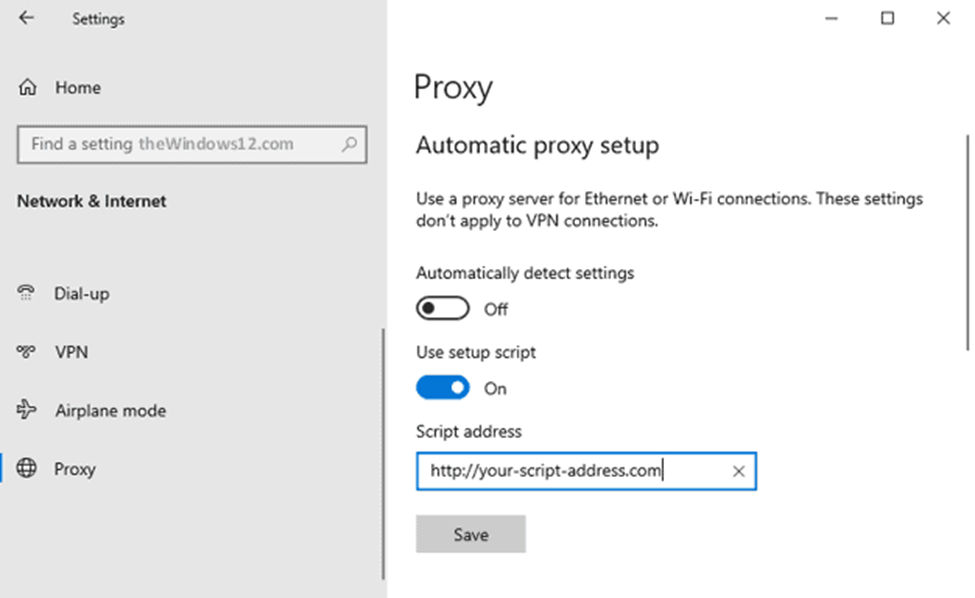 Proxy Settings on Windows 10