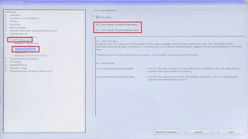 Fn Lock Options in newer Dell BIOS