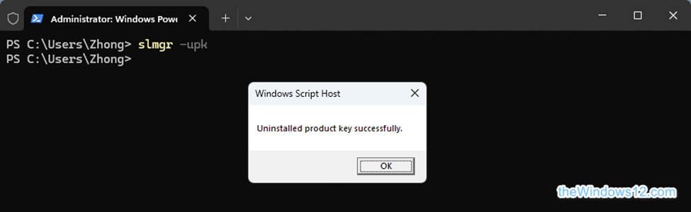 uninstall product key on Windows