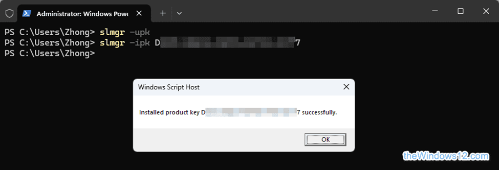 install a product key on Windows