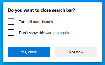Pop-up of Microsoft Edge Search Bar