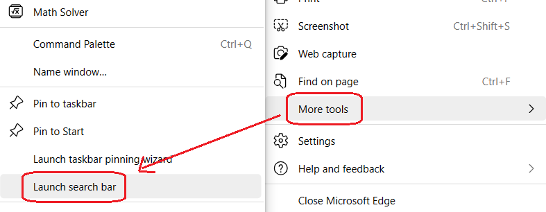 launch Edge search bar