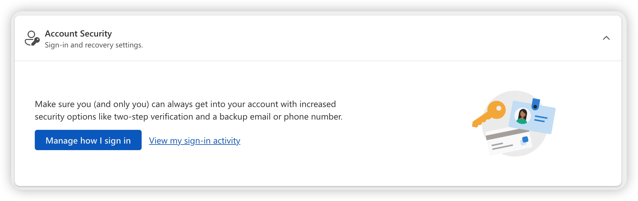 &ldquo;Manage how I sign in&rdquo; option in Microsoft account settings