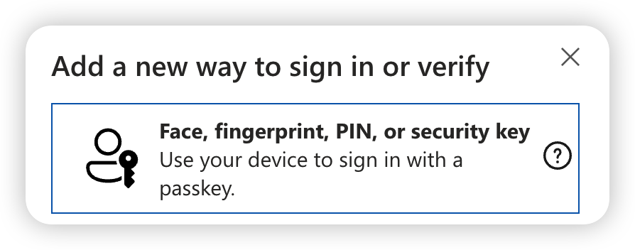login options in Microsoft account settings