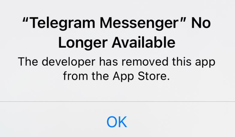 "Telegram Messenger" is no longer available "Telegram Messenger" is no longer available