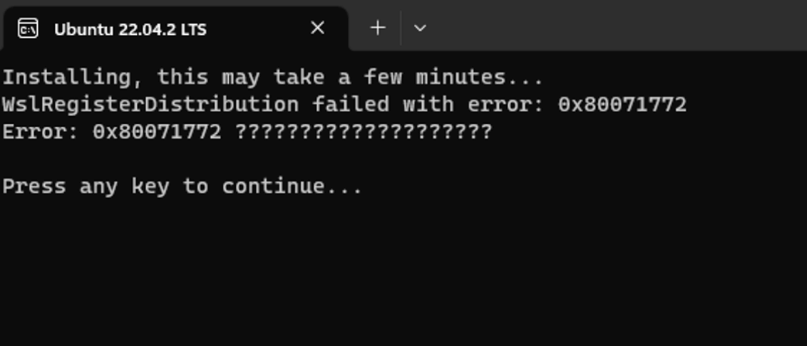WSL_0x80071772 WSL_0x80071772