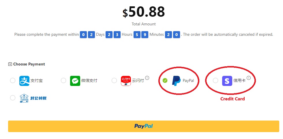 APSGO Store - pay the order with PayPal
