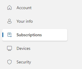 view your subscriptions of Microsoft account