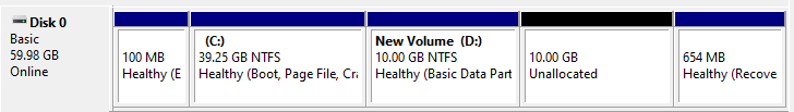 Windows partitions with unallocated space