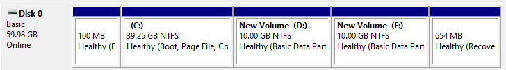 Winidows partitions with drive letters