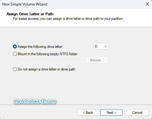assign drive letter in Disk Management
