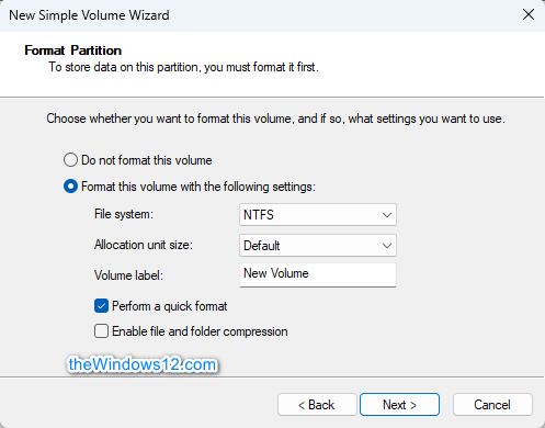 format partition in Disk Management
